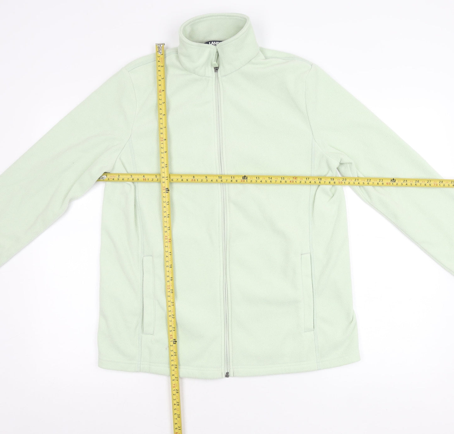 Lands' End Women's Green Fleece Full Zip Jacket Size M