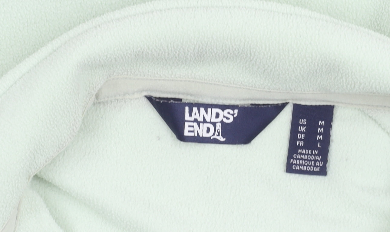 Lands' End Women's Green Fleece Full Zip Jacket Size M