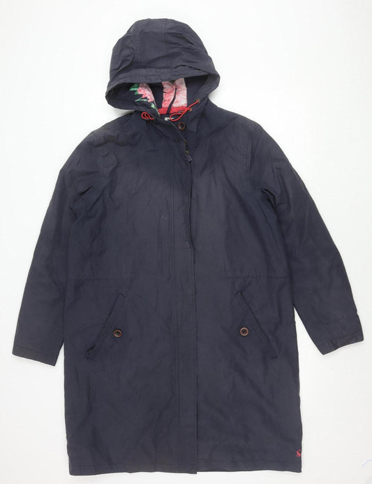 Joules Womens Blue Size 16 Waterproof Hooded Rain Coat Jacket