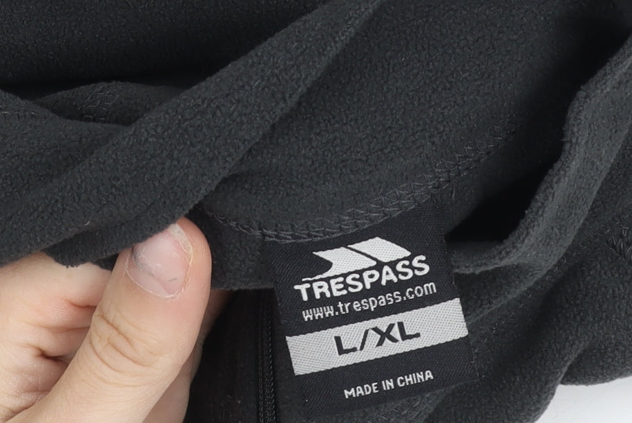 Trespass Mens Black Grey Fleece Sweatshirt L/XL 1/4 Zip Outdoor