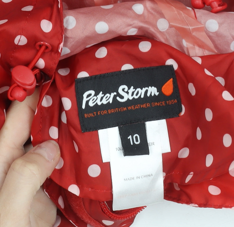 Peter Storm Women’s Red Polka Dot Waterproof Rain Coat Size 10