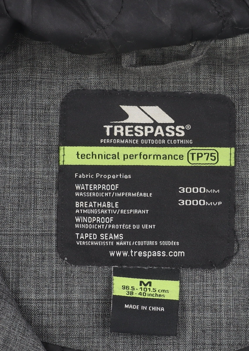 Trespass Men's Grey Parka Jacket M 38-40" Waterproof Hooded Outdoor Coat