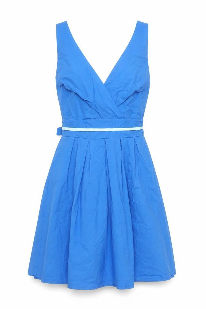 Apricot Women’s Blue Halter Cotton Knee Length Dress Size 12