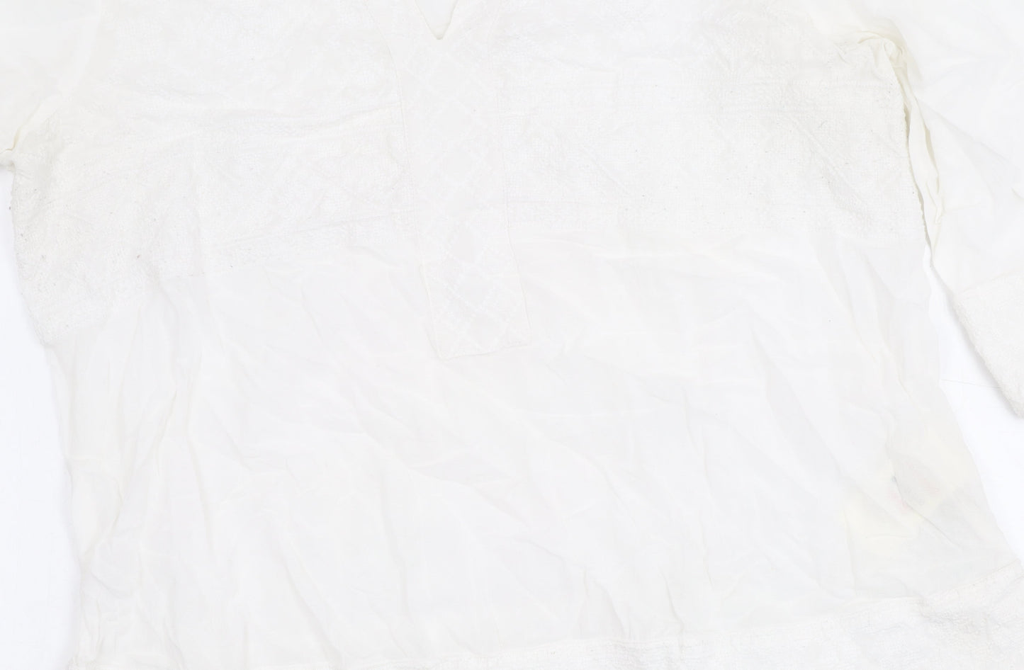 White Stuff Women’s White Embroidered Tunic Blouse UK 12 V-Neck 3/4 Sleeve