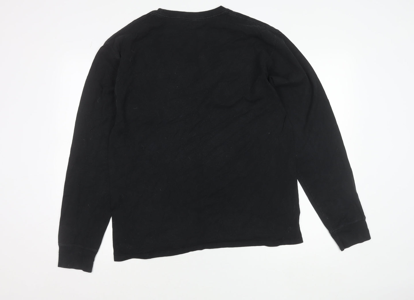 Champion Men’s Black Long Sleeve Cotton Logo T-Shirt Size L