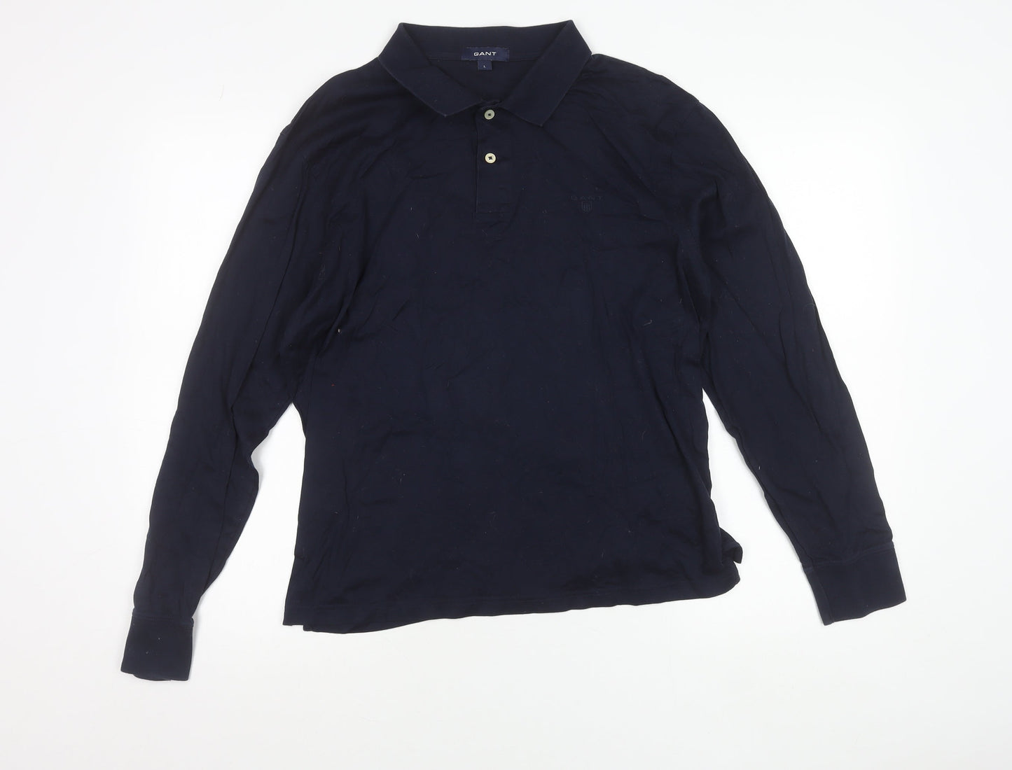 Gant Men’s Blue Long Sleeve Polo Shirt Size L Cotton Casual