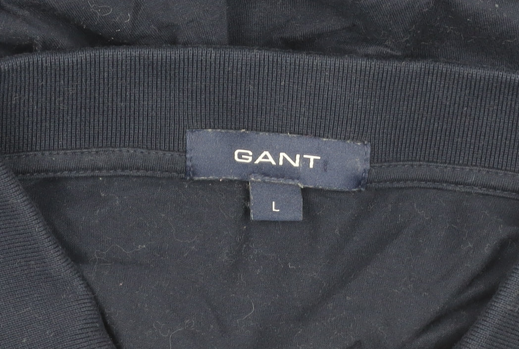 Gant Men’s Blue Long Sleeve Polo Shirt Size L Cotton Casual