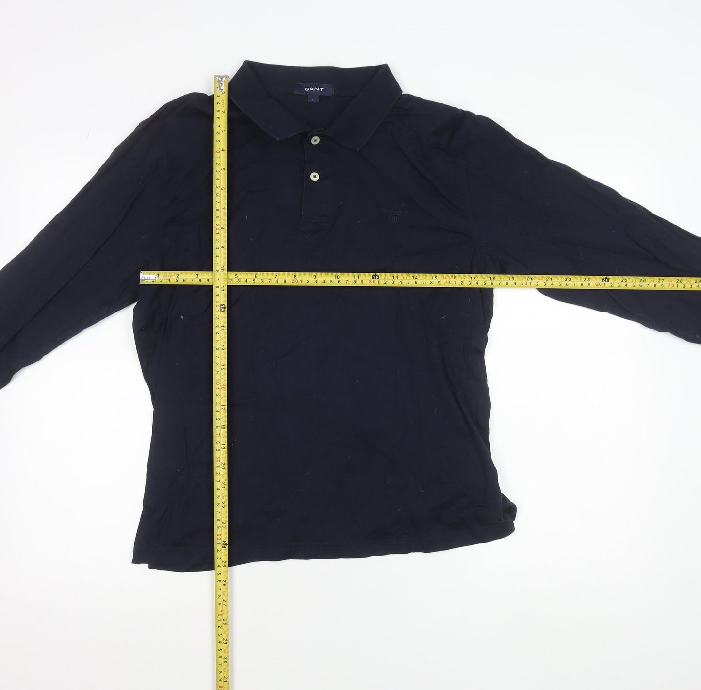 Gant Men’s Blue Long Sleeve Polo Shirt Size L Cotton Casual