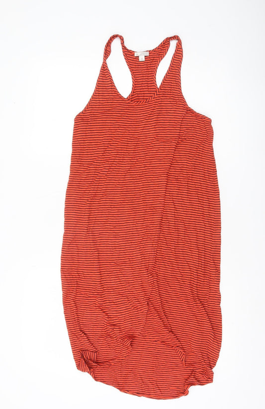Gap Womens Orange Striped Tank Dress Size S Midi Summer Casual