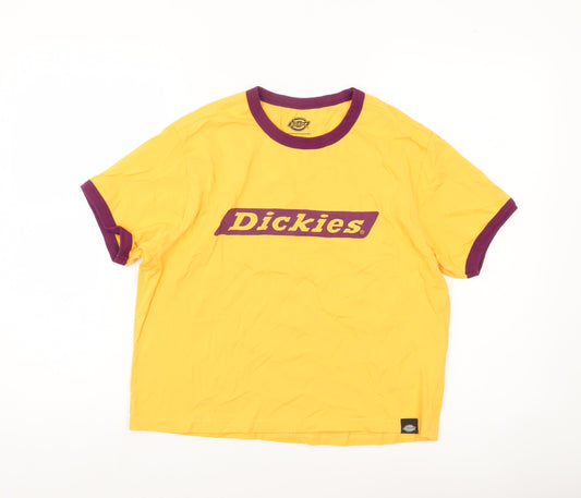 Dickies Womens XS Yellow Ringer T-Shirt Retro Casual Cotton