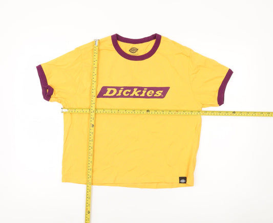 Dickies Womens XS Yellow Ringer T-Shirt Retro Casual Cotton