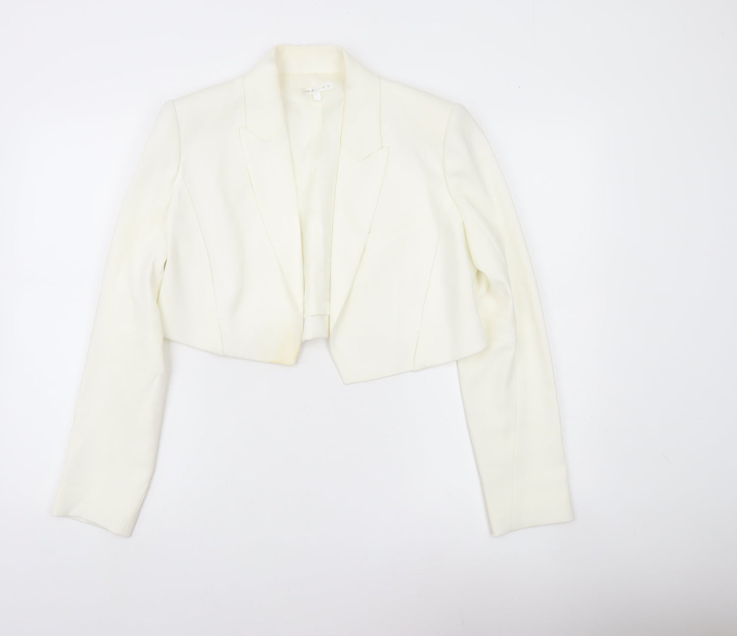 Paule Ka Women Ivory Cropped Blazer Size 12 Tailored Jacket