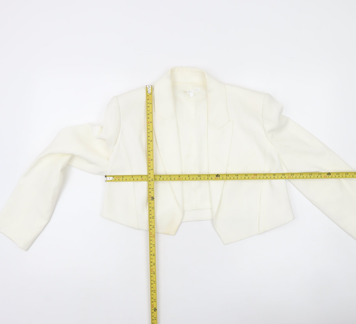 Paule Ka Women Ivory Cropped Blazer Size 12 Tailored Jacket