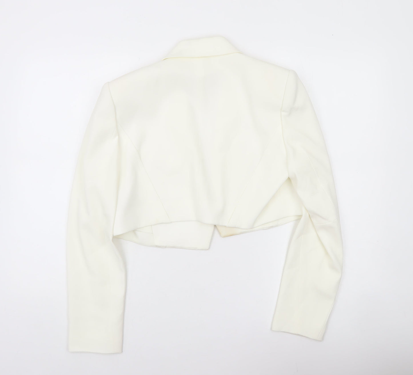 Paule Ka Women Ivory Cropped Blazer Size 12 Tailored Jacket