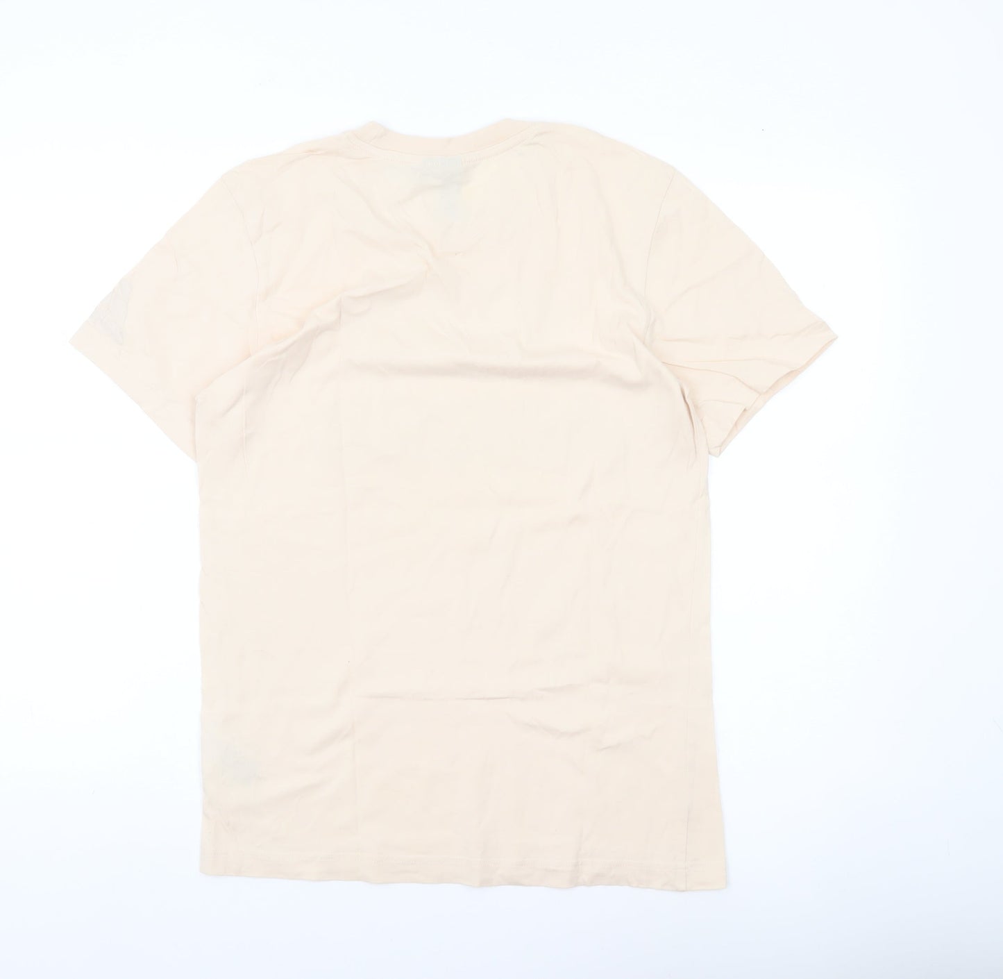 Adidas Men’s Beige Small Graphic Logo T-Shirt Cotton Short Sleeve