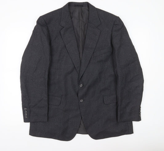 Marks and Spencer St Michael Mens Grey Pinstripe Wool Blend Blazer Jacket 42 Short