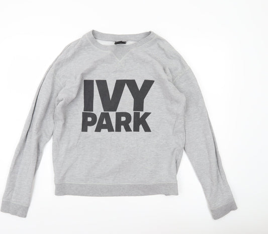 Ivy Park Womens Grey Sweatshirt Medium Pullover Logo Print Casual