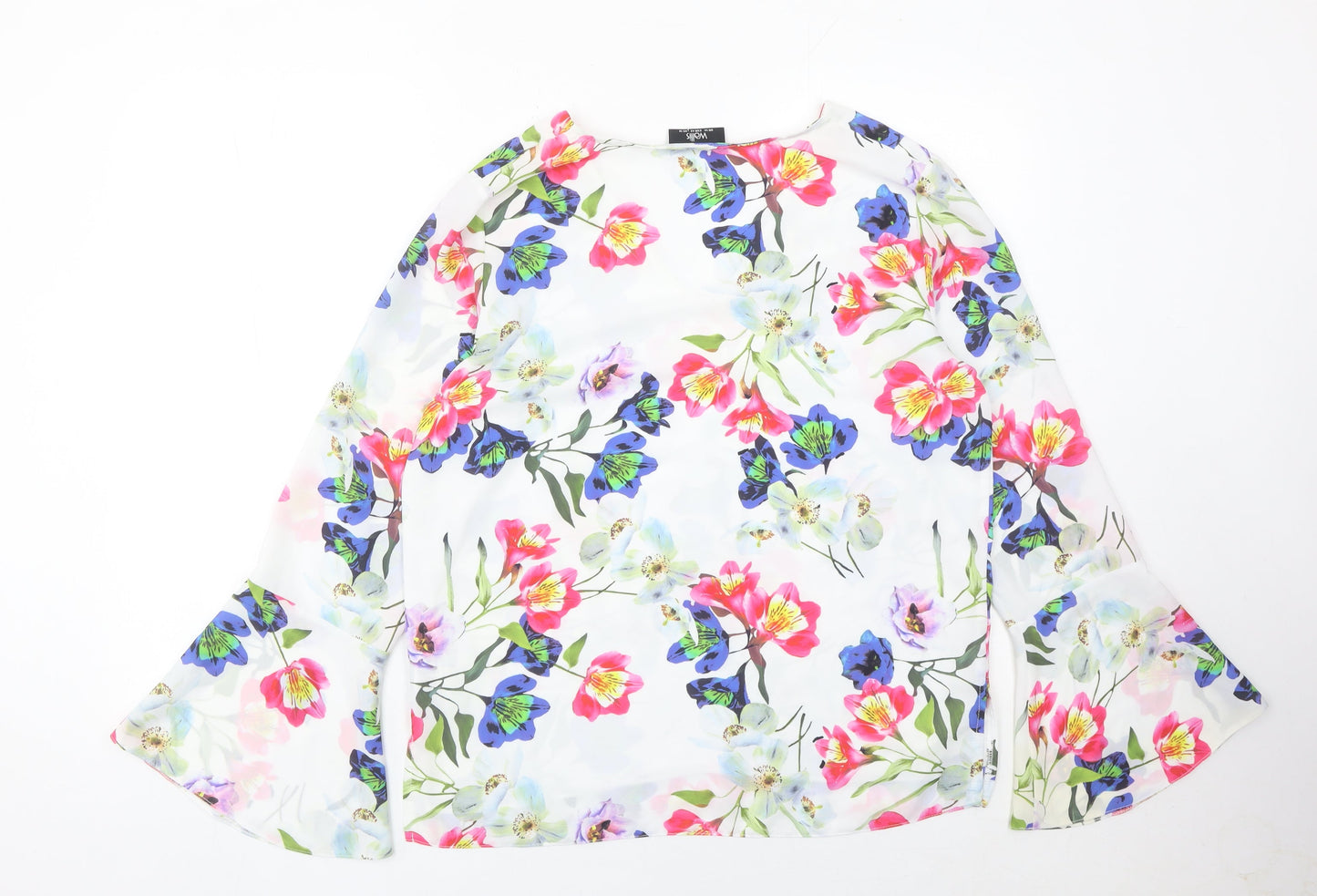 Wallis Womens Multicoloured Floral Blouse Size 14 Tunic Chiffon