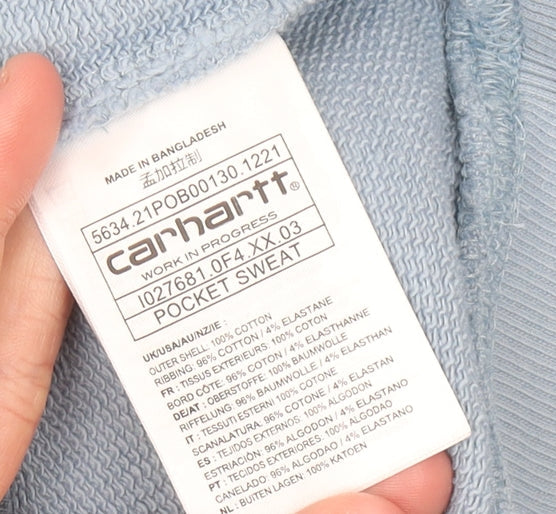 Carhartt Men’s Blue Pullover Sweatshirt M Regular Fit Crew Neck