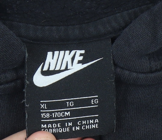 Nike Boys Black XL Full Zip Hoodie Sweatshirt Fleece Pockets