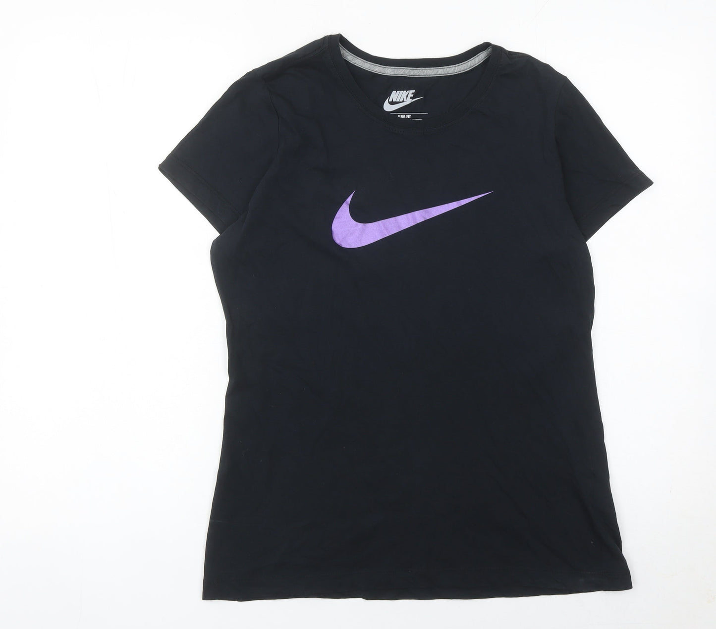 Nike Womens Black Slim Fit Cotton Sports T-Shirt Size L