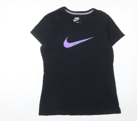 Nike Womens Black Slim Fit Cotton Sports T-Shirt Size L