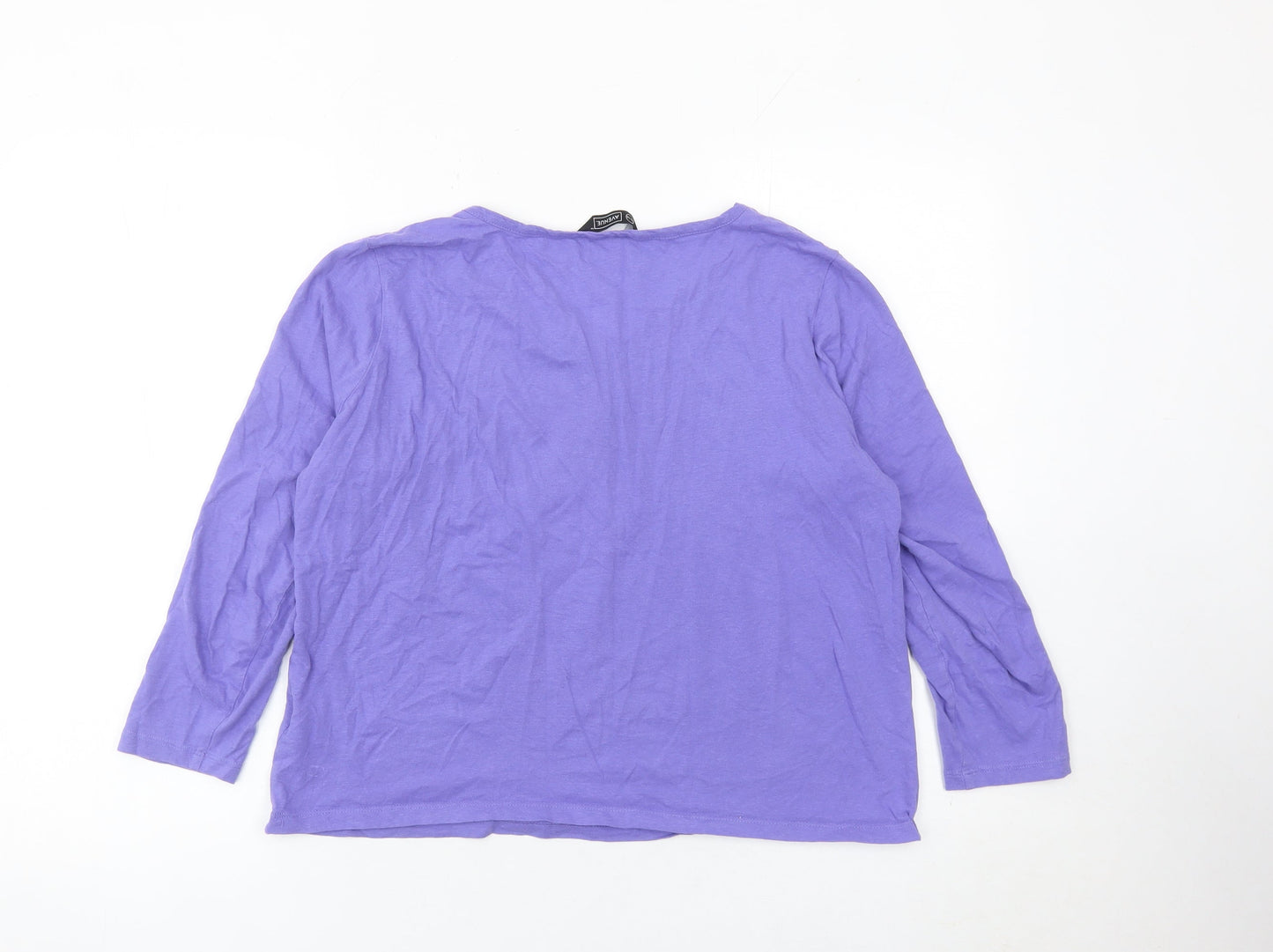 Avenue Women’s Purple Henley 3/4 Sleeve Cotton T-Shirt Size 12