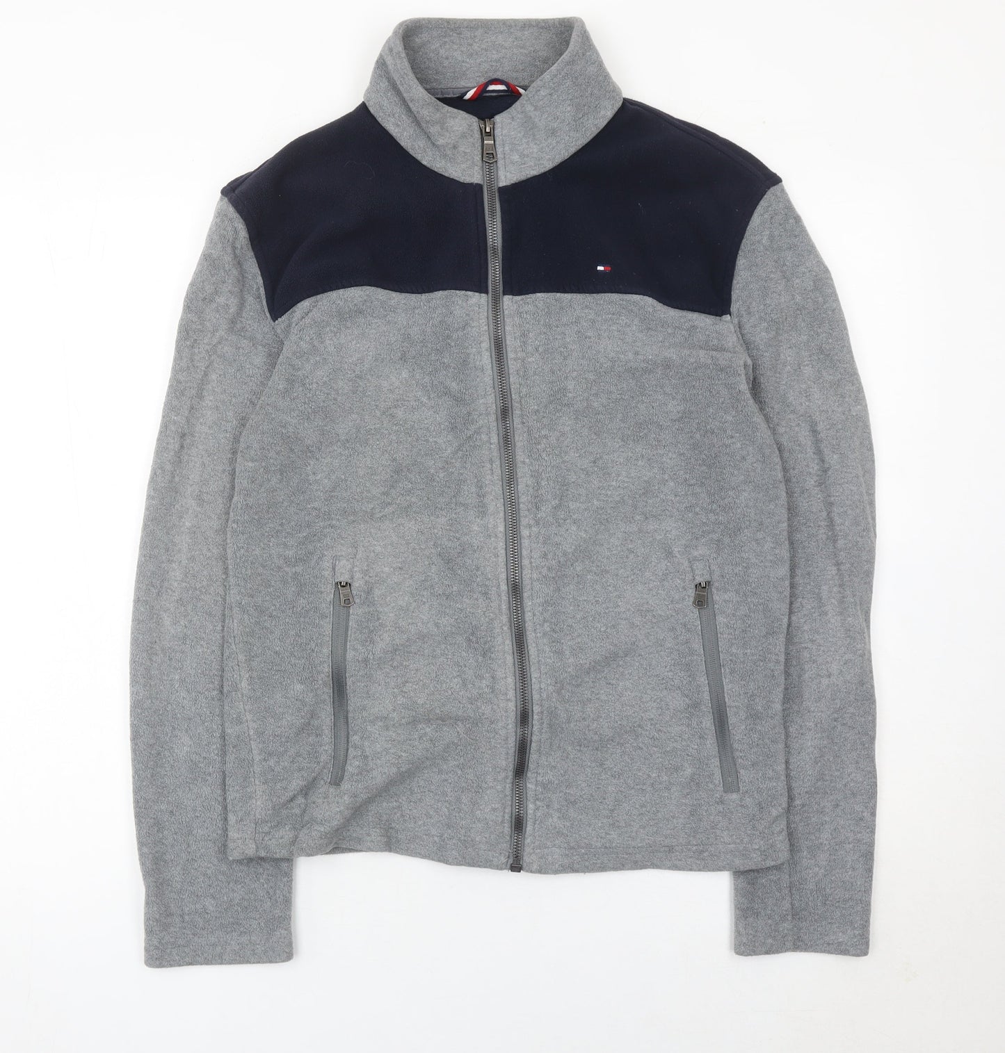 Tommy Hilfiger Men’s Grey Fleece Zip Jacket Size M Casual Logo