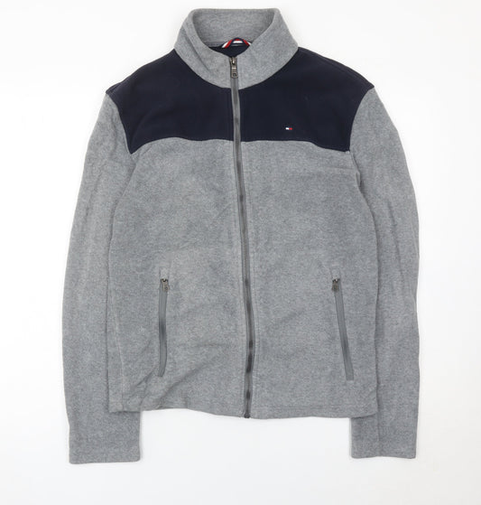Tommy Hilfiger Men’s Grey Fleece Zip Jacket Size M Casual Logo
