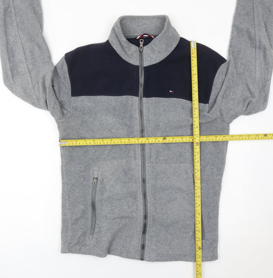 Tommy Hilfiger Men’s Grey Fleece Zip Jacket Size M Casual Logo