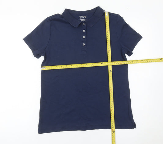 Lands' End Womens Polo Shirt Blue Size S Short Sleeve Cotton Classic