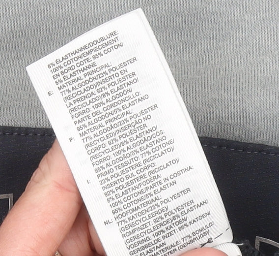 Adidas Boys Grey Black Logo Pullover Hoodie 12-13Y Regular Fit Fleece