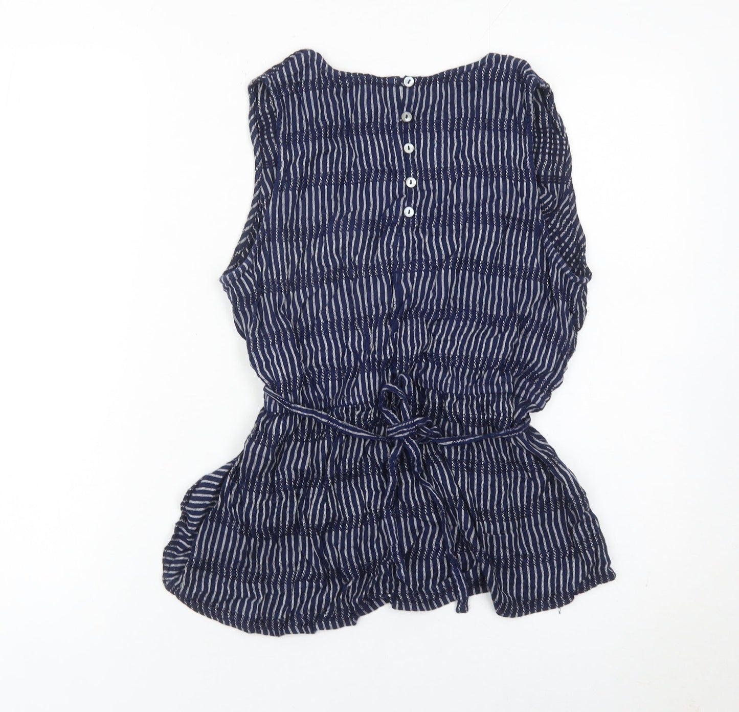 Fat Face Women’s Blue Striped Sleeveless Wrap Blouse Size 12