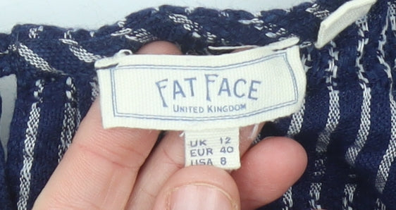 Fat Face Women’s Blue Striped Sleeveless Wrap Blouse Size 12