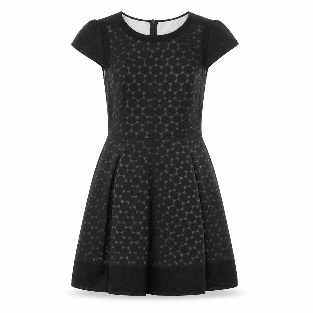 Oasis Women’s Black Size 10 Fit & Flare Geometric Knee Dress