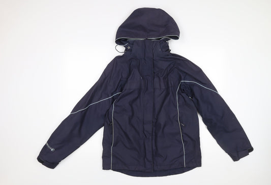 Peter Storm Womens Blue Waterproof Hooded Rain Jacket Size 12
