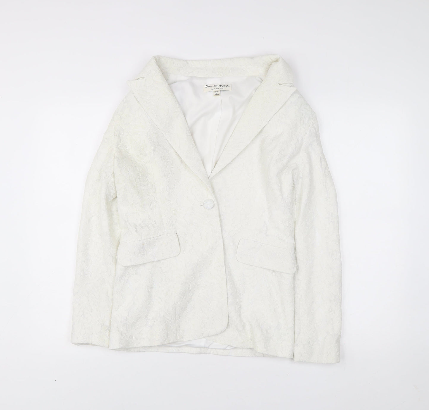 Miss Selfridge Women’s White Floral Lace Blazer UK 10 Single-Breasted