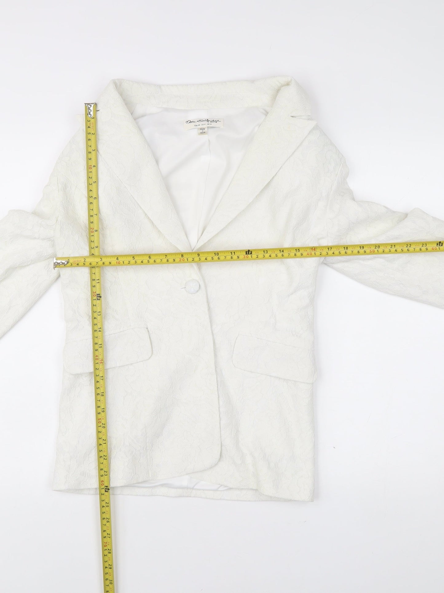 Miss Selfridge Women’s White Floral Lace Blazer UK 10 Single-Breasted