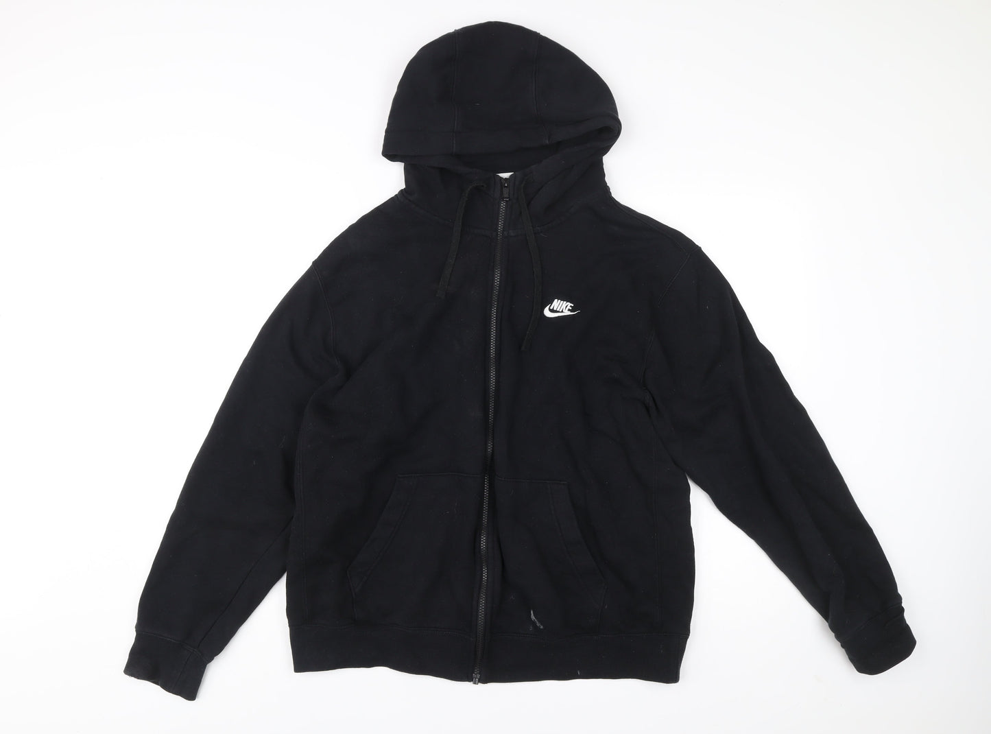 Nike Men’s Black Full Zip Hoodie L Regular Cotton Blend
