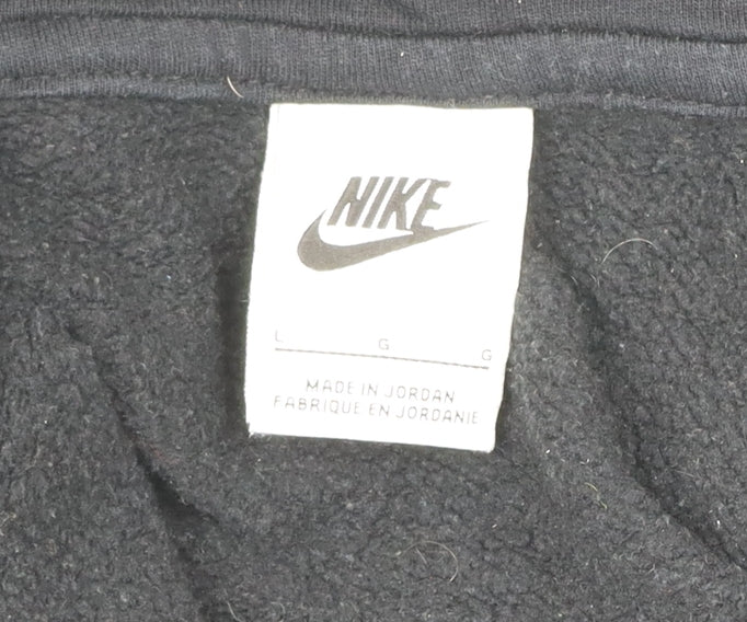 Nike Men’s Black Full Zip Hoodie L Regular Cotton Blend