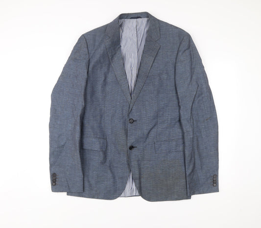 Hugo Boss Men’s Blue Linen Wool Blazer Jacket Size 50 UK 40R