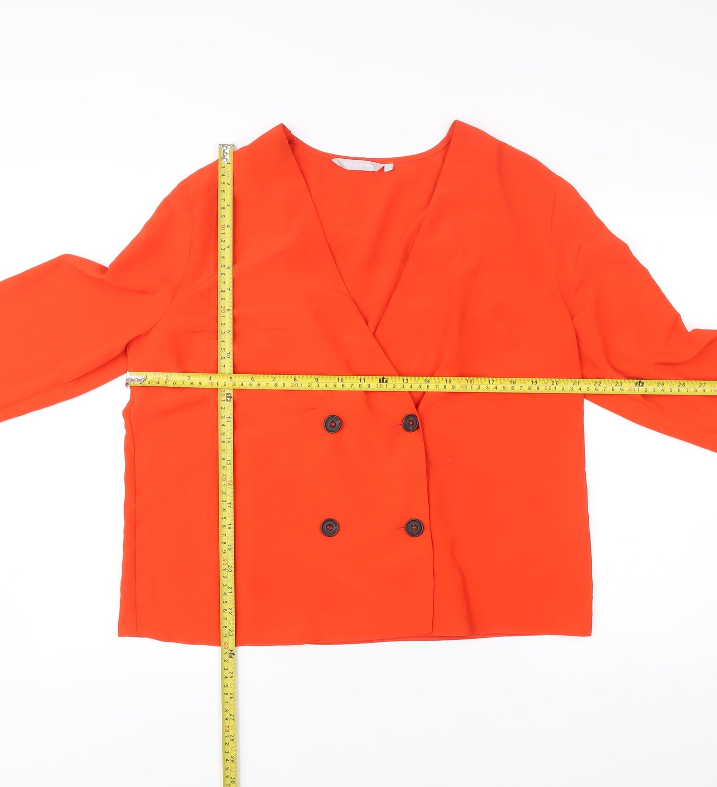 Red Herring Womens Red Blazer Jacket Size 16 Buttoned Cropped