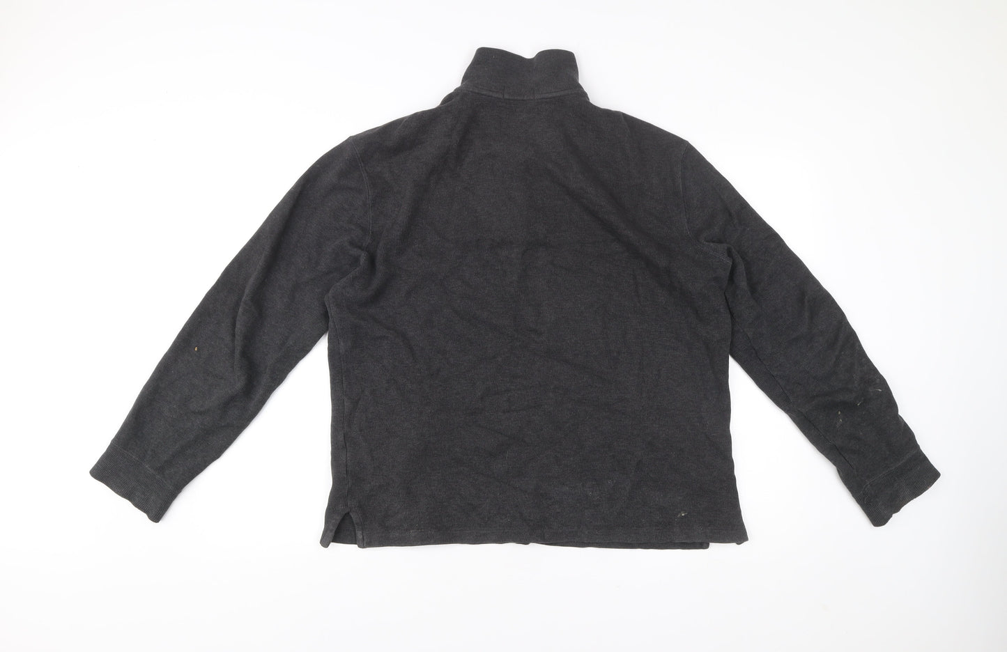 Ralph Lauren Men’s Grey Cotton 1/4 Zip Jumper Size M Mock Neck