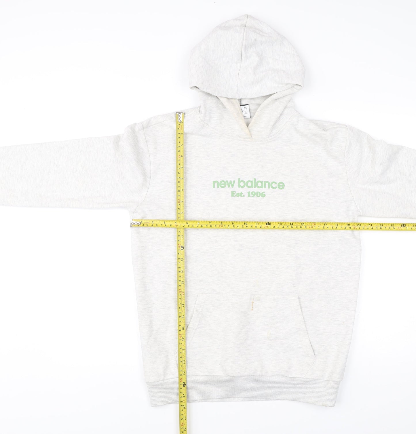 New Balance Men Grey Pullover Hoodie Small Logo Sportswear