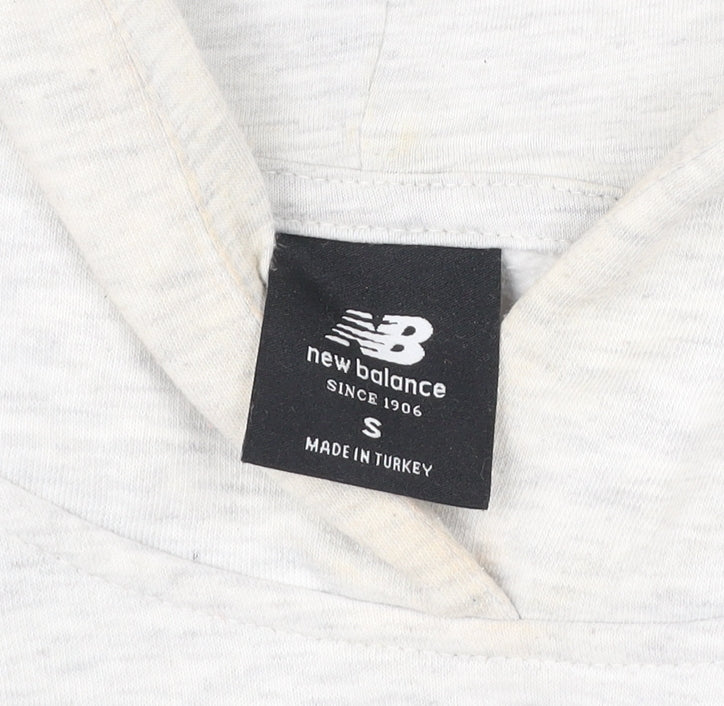 New Balance Men Grey Pullover Hoodie Small Logo Sportswear