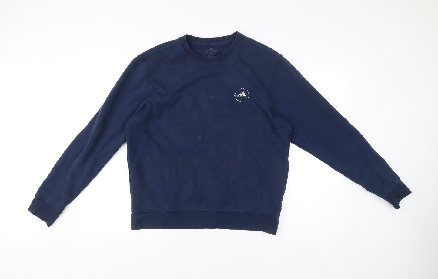 Adidas Men’s Blue Pullover Sweatshirt M Logo Crew Neck Long Sleeve