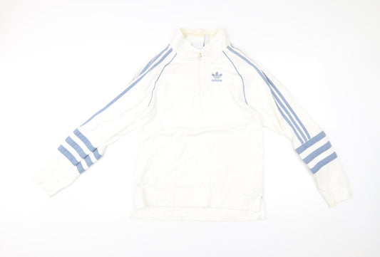 Adidas Men’s White 1/4 Zip Sweatshirt Size S Regular Fit Sports