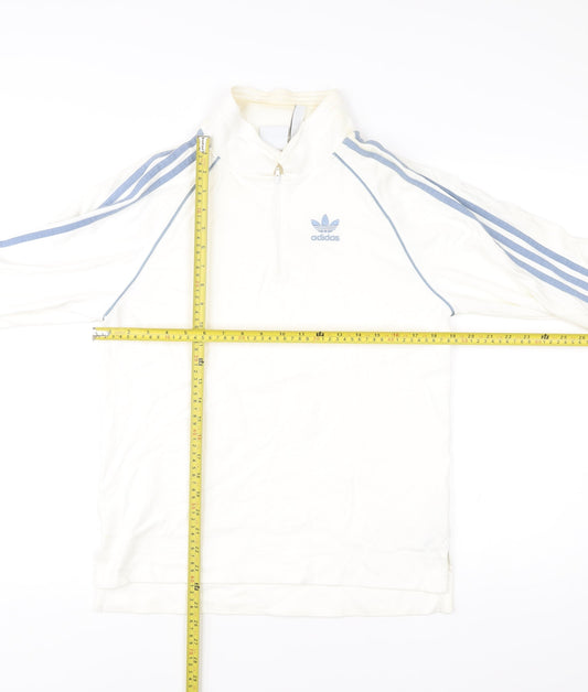 Adidas Men’s White 1/4 Zip Sweatshirt Size S Regular Fit Sports