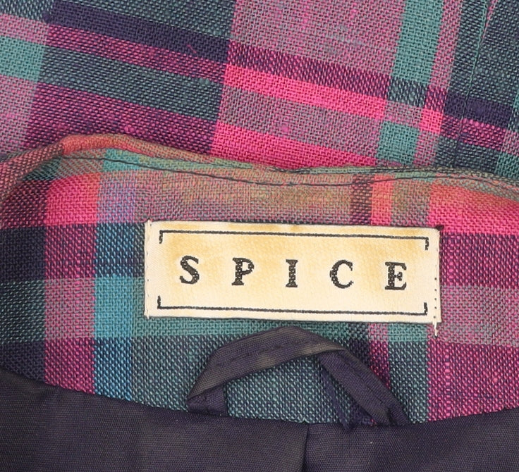 SPICE Women’s Multicoloured Plaid Blazer Size 14 Short Sleeve