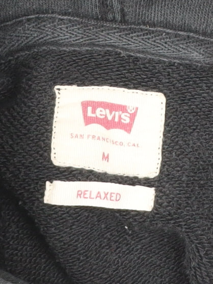 Levi's Men's Black Relaxed Fit Pullover Hoodie M Logo Fleece